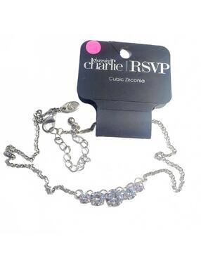 Charming Charlie RSVP Silver Tone Cubic Zirconia Necklace NWT